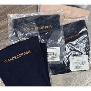 4 Tommie Copper Women's  Nude &‎ Navy Compression Elbow Sleeves Size XL